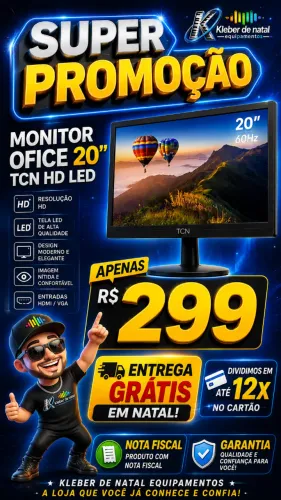 MONITOR OFFICE 20 POLEGADAS / ENTREGA GRATIS EM NATAL / PROMOÇÃO 