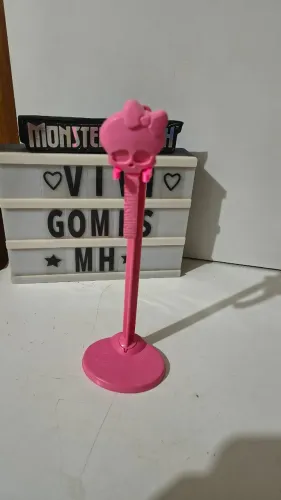 Monster High suporte rosa com escova leia descrição
