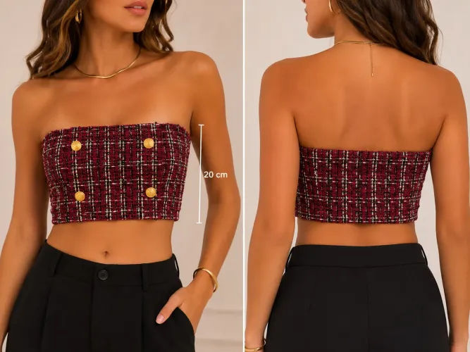 Top Feminino Tweed LOLU Brand - Tam. 42 | Novo