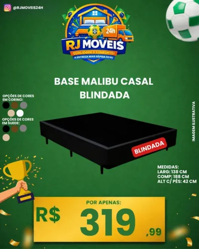 Base cama casal Blindada Suede ou Corino várias cores / pague na entrega