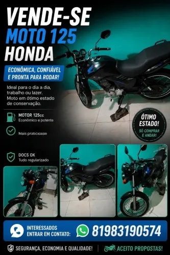 Moto 125 preta em ótimo estado!