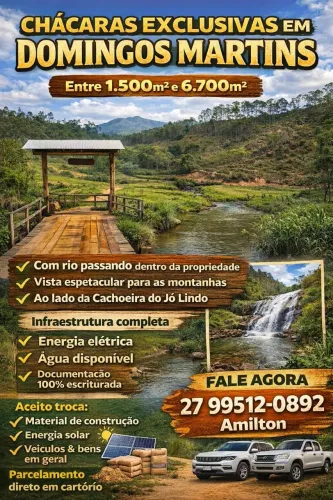 ÚLTIMAS CHÁCARAS COM RIO E VISTA DE CINEMA EM DOMINGOS MARTINS ? DIRETO COM O PROPRIETÁRIO