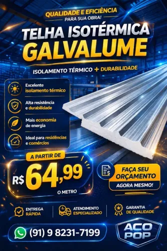 Telha semi sanduíche melhor preço do mercado 