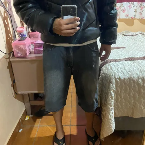 Bermudão/Jorts preto jeans de alta qualidade