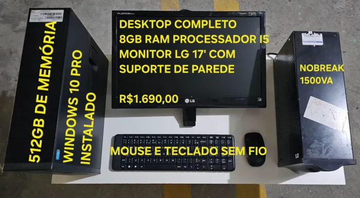 COMPUTADOR COMPLETO, PROCESSADOR I5 , 512G DE MEMÓRIA