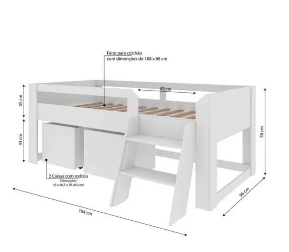 Cama de solteiro infantil 