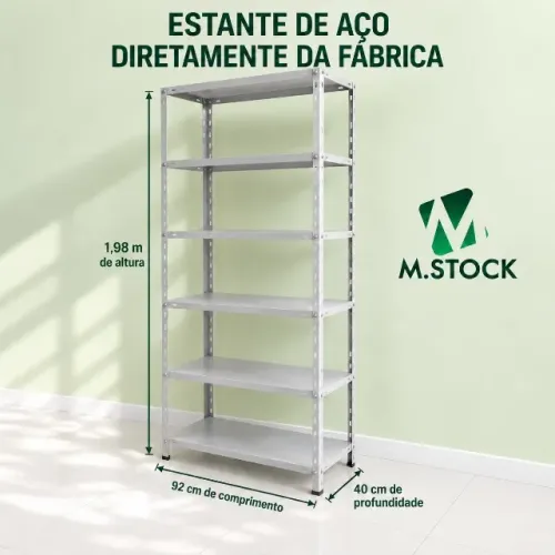 estante de aço 6 prateleiras 40cm cinza para estoque empresas 