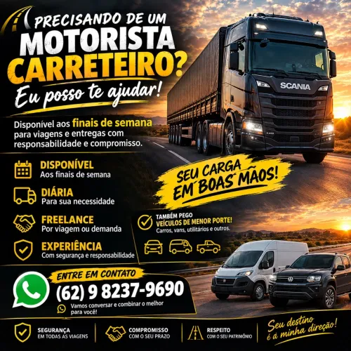 Ofereço meus serviços de motorista responsável e profissional e proativo a sua demanda