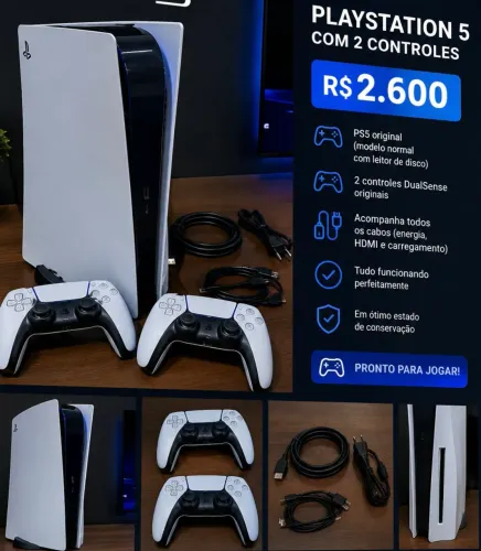 Ps5 dual Sense com 2 controles por $2600