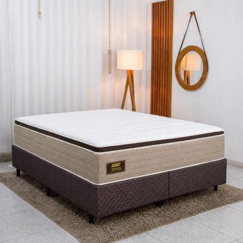 Colchão Queen Molas BlueWave + Base Box Queen Bipartido Gazin Suporta até 290kg