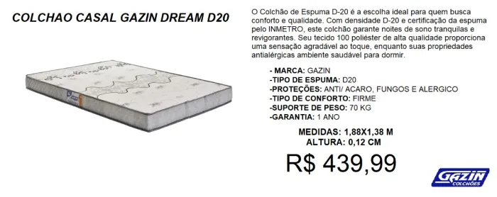 Colchão Casal Gazin - entrega gratuita!!