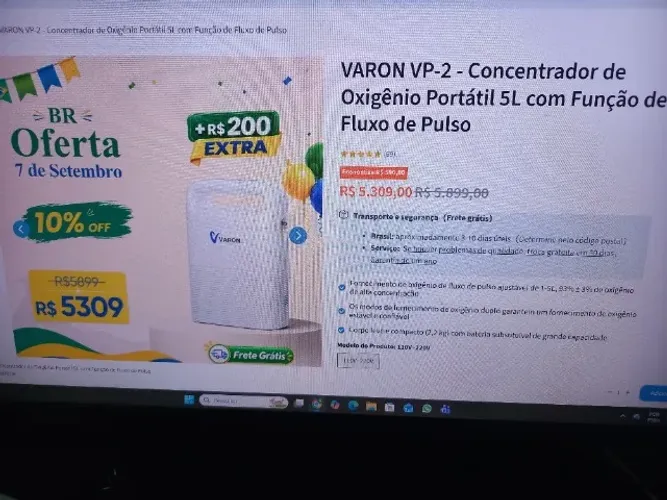Concentrador de Oxigenio portatil novo