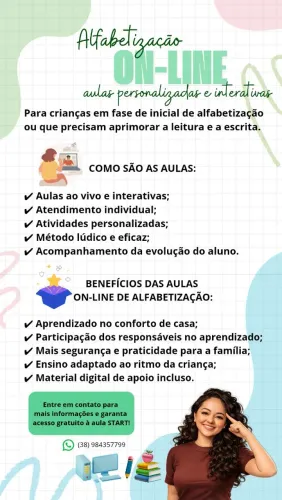 Professora - Aulas de alfabetização 