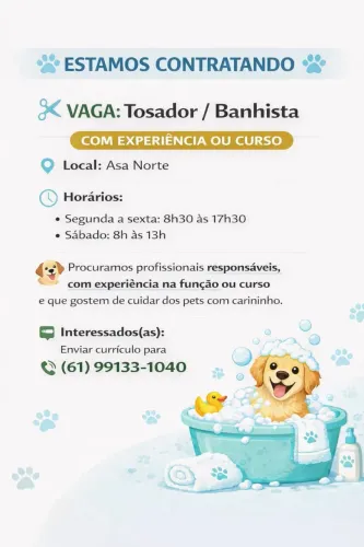 VAGA TOSADOR BANHISTA COM EXPERIÊNCIA