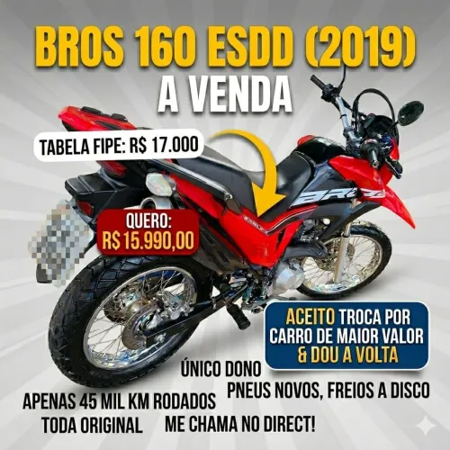 Vendo ou troco Bros 160 ESDD - 2019
