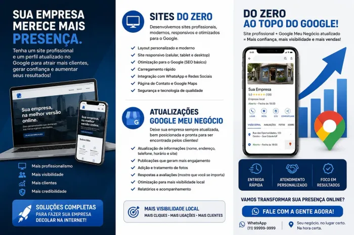 SITE PROFISSIONAL + GOOGLE MEU NEGÓCIO ATUALIZADO