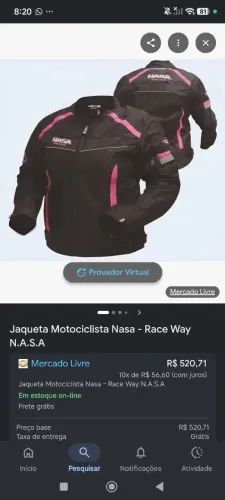 Jaqueta NASA racing feminina tamanho GG semi nova preto com rosa