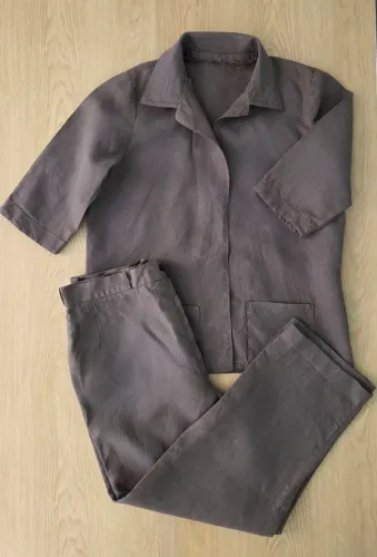 conjunto de linho blusa e calça verde 38