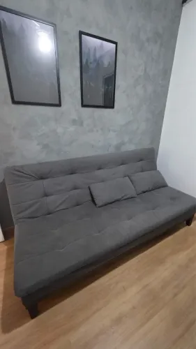 Sofá-Cama Casal Cinza Retrátil/Reclinável