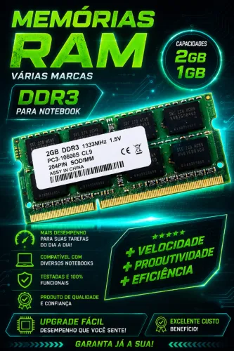 Memórias Notebook DDR3 (2GB/1GB)