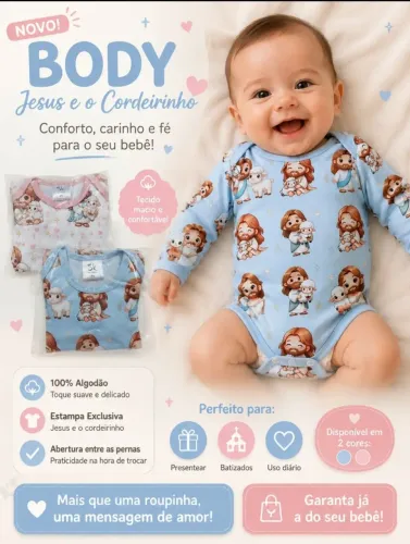 Body infantil baby em Suede manga longa