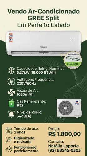 Ar Condicionado Gree 18000 btus