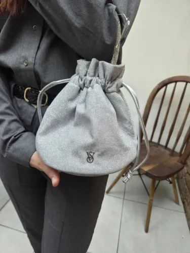 Bolsa Victoria?s Secret Mini Bucket Bag Prata Glitter