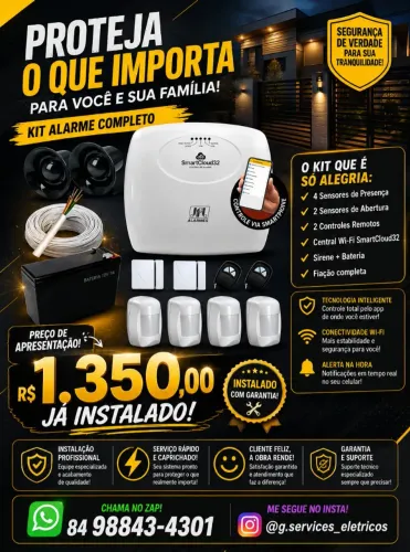 Kit Alarme Residêncial 6 Sensores com Instalação grátis