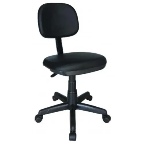 Cadeira Secretária Giratória Sem Braços Corino Preto Conforto Ergonômico Modelo 42003