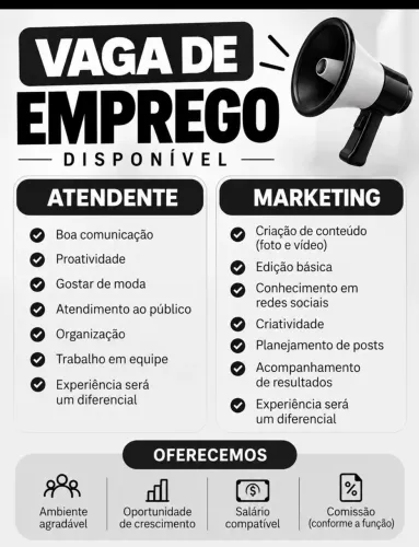 Vagas de emprego disponível