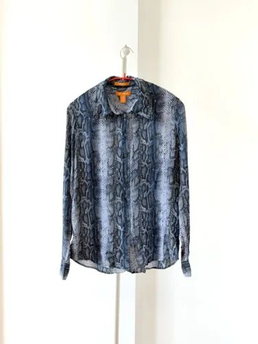 Camisa Joe Fresh seda estampa animal print azul M