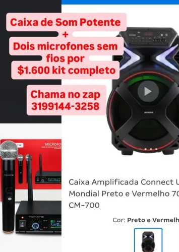 Caixa de som 2 microfone 