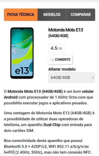 Celular Moto E13 64gb