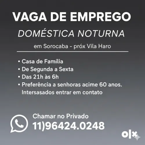 Vaga de emprego para a noite