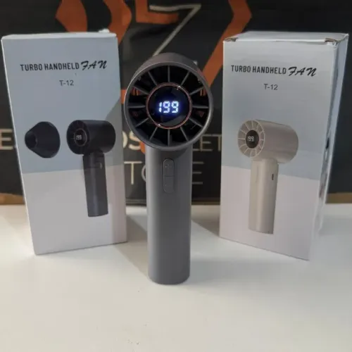 Mini Ventilador Portátil Turbo T-12 com Tela LED