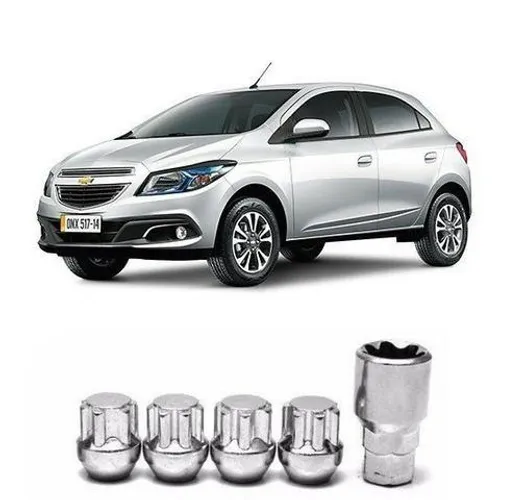Porcas Parafusos Anti Furto Rodas Onix Prima sonic cobalt spin 4 Porcas + 1 chave segredo
