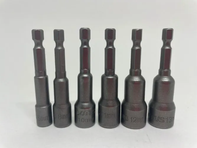 Kit de Soquetes Sextavado Magnético para Parafusadeira 1/4'' 6 a 13mm 6 Peças Lotus