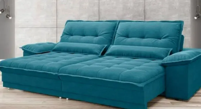 Sofa retratil em sued veludo2.30 super confortável 