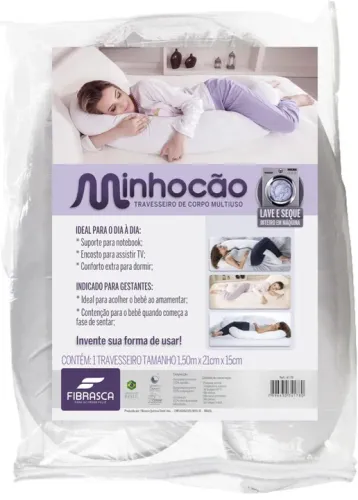 Travesseiro de Corpo Minhocão para Gestante - 21x150 cm - Fibrasca,