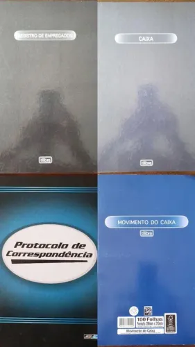 Livro de protocolo, movimento do caixa, registro de empregados e caixa