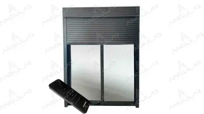 Porta c/ Persiana Integrada Automatizada, de Correr 2 Folhas e Vidro Incolor 6mm - Angular