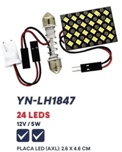 Placa Super Led Carro 12v 5w 24 Chips Smd Teto Porta Malas