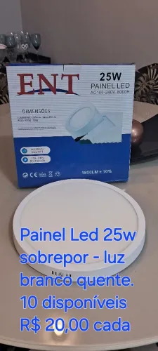 Painel Led 25W sobrepor - Luz branca quente