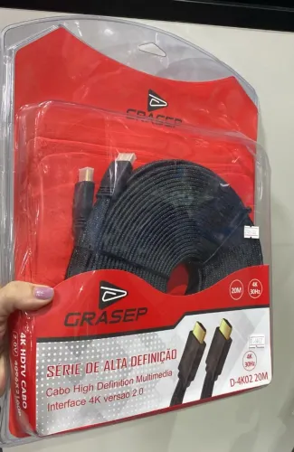 Cabo Hdmi 20m Metros Flat 4k 3d Full Hd Ultra 30hz 2.0 Grasep D4K02 - Loja Coimbra Entrega