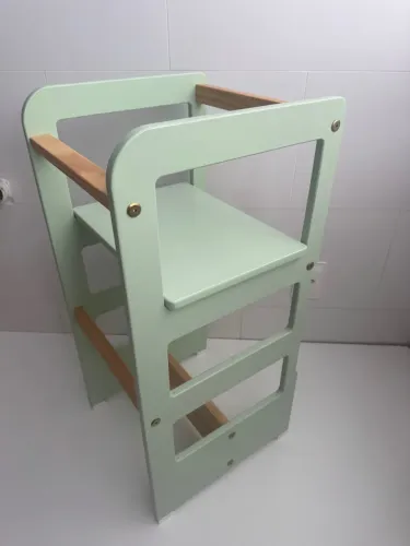 Torre de aprendizagem Montessori rosa verde cinza