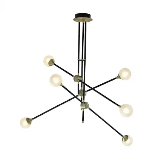 PLAFON HAZEL METAL E VIDRO PRETO 6XG9 