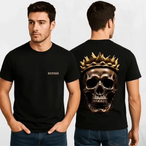 Camiseta caveira cor preta 