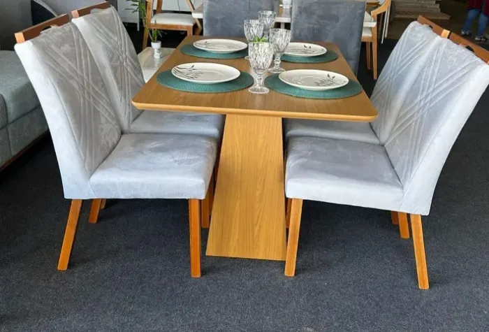 Mesa de Jantar Barbara com 4 Cadeiras Simone 120x80 Direto da fabrica Entregamos