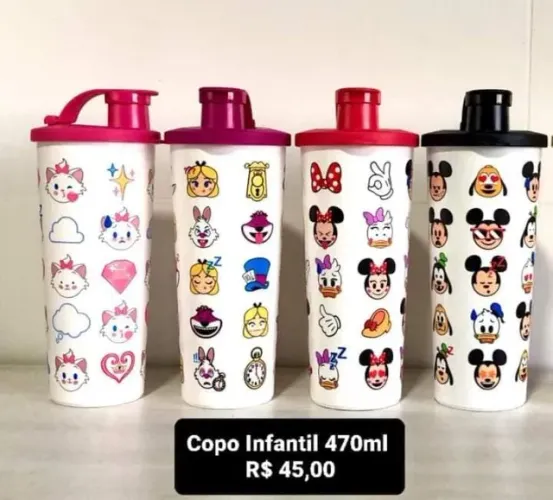 Tupperware Importada Copo Infantil Vários Personagens a Escolha 470ml cada