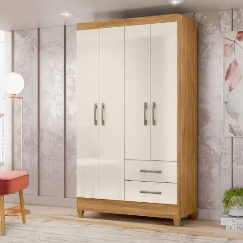 Guarda-Roupa 4 Portas com 2 Gavetas Solteiro t765